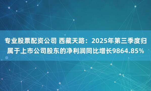 专业股票配资公司 西藏天路：2025年第三季度归属于上市公司股东的净利润同比增长9864.85%