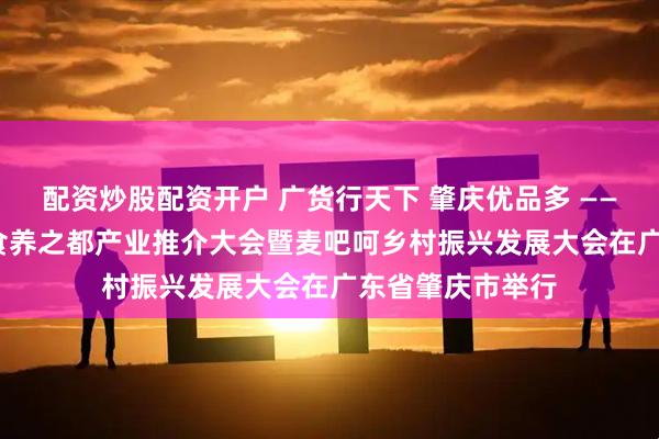 配资炒股配资开户 广货行天下 肇庆优品多 ——2026中国南药食养之都产业推介大会暨麦吧呵乡村振兴发展大会在广东省肇庆市举行