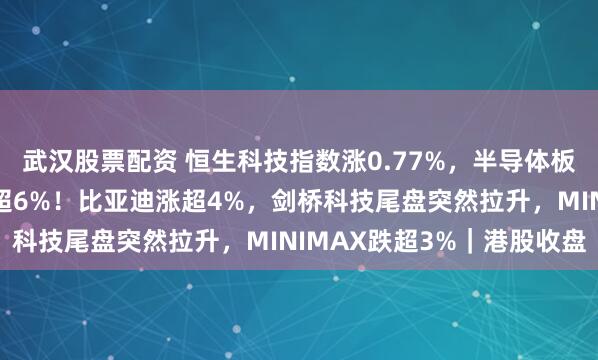 武汉股票配资 恒生科技指数涨0.77%，半导体板块爆发，华虹半导体涨超6%！比亚迪涨超4%，剑桥科技尾盘突然拉升，MINIMAX跌超3%｜港股收盘